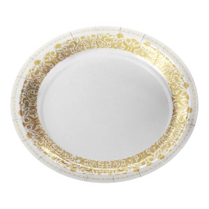 Pratos de Papel 18cm - Metálico Arabesco Ouro c/8 Make+
