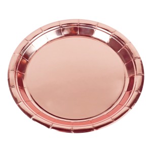 Pratos de Papel 18cm - Metálico Rosé Gold c/8 Make+