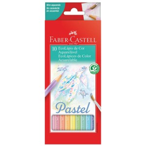 Lápis de Cor 10 Cores Aquarelável Pastel + Pincel Faber Castell