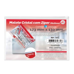 Malote Cristal com Zíper - Pequeno 1007 DAC