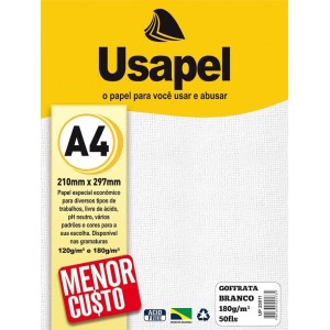 Papel Goffrata Branco A4 180g 50fls Usapel