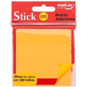 Notas Adesivas 76mm x 76mm - Laranja 100 Folhas Molin