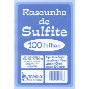 Bloco de Rascunho Sulfite Médio 1/36 100 Folhas Tamoio