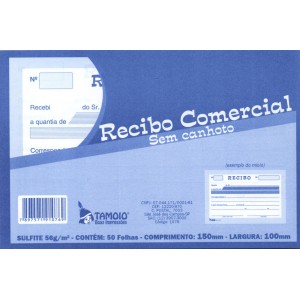 Recibo Comercial sem Canhoto 50 Folhas Tamoio