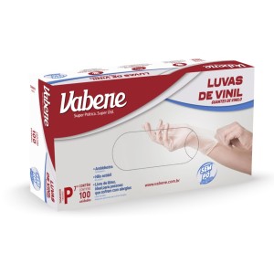 Luva de Vinil P Branca Sem Pó c/100 Vabene