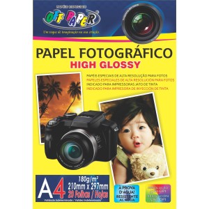 Papel Fotográfico A4 High Glossy 180g 20 Folhas Off Paper