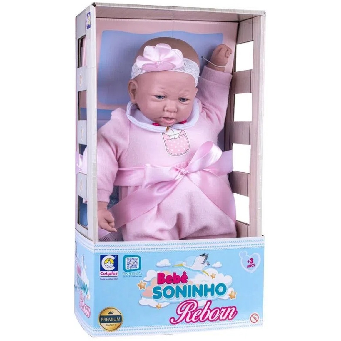 BONECA BEBE SONINHO REBORN COM TIARA 2652 COTIPLAS