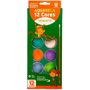 Aquarela Escolar 12 Cores Leo e Leo