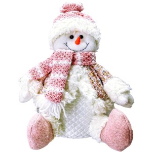 Boneco de Neve Natalino Sentado Cute Rosé 32cm 25508 Magizi