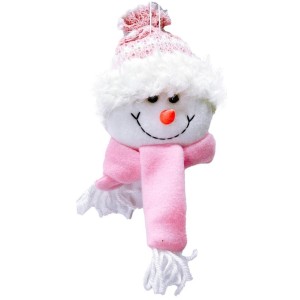 Enfeite Natalino Carinha de Boneco de Neve Tricot Cute Rosé 13cm 25510 Magizi