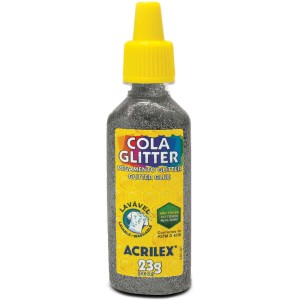 Cola Glitter 23g Prata Lavável Acrilex