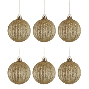 Bola de Natal 6cm Dourada com Glitter c/6 Grillo