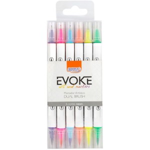 Brush Pen 6 Cores Dual Evoke Neon BRW
