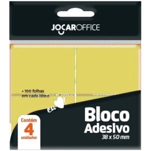 Bloco Adesivo 38mm x 50mm - Amarelo 100 Folhas Jocar Office