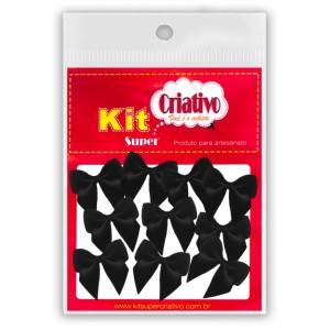 Laço de Cetim Pequeno - Preto c/10 Kit Super Criativo