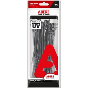 Abraçadeiras de Nylon Preto 100mm x 2,5mm c/100 Adere