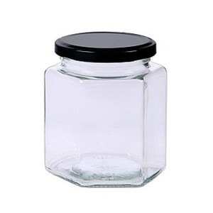 Pote de Vidro Sextavado 380ml - Colonial com Tampa de Metal Le Bianco