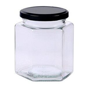 Pote de Vidro Sextavado 460ml - Colonial com Tampa de Metal Le Bianco