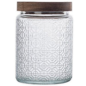 Pote de Vidro Redondo 750ml - Rústico com Tampa de MDF Le Bianco