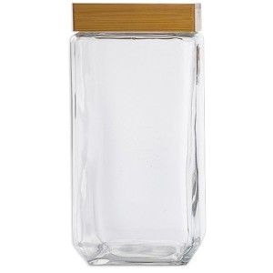 Pote de Vidro Quadrado 2160ml - Moderno com Tampa de Bambu Le Bianco