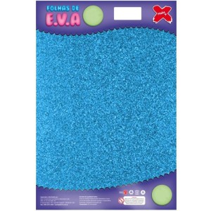 Placa de EVA com Glitter 40x60cm - Azul Celeste c/5