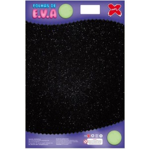Placa de EVA com Glitter 40x60cm - Preto c/5