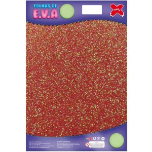Placa de EVA com Glitter 40x60cm - Vermelho Neon c/5