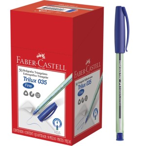 Caneta Esferográfica 0.7mm Trilux Fine 035 Azul c/50 Faber Castell