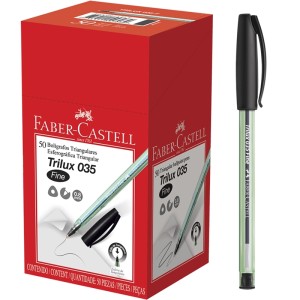Caneta Esferográfica 0.7mm Trilux Fine 035 Preta c/50 Faber Castell