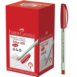 Caneta Esferográfica 0.7mm Trilux Fine 035 Vermelha c/50 Faber Castell