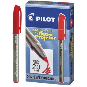 Caneta Retroprojetor 2.0mm - Vermelha c/12 Pilot
