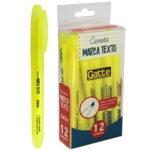 Marca Texto Amarelo Fluorescente c/12 Gatte