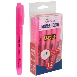 Marca Texto Rosa Fluorescente c/12 Gatte