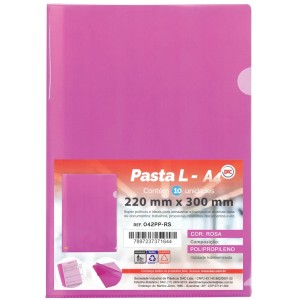 Pasta em L A4 - Rosa 042PP-RS c/10 DAC