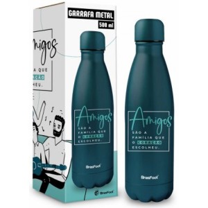 Garrafa Térmica Metal 500ml - Amigos Que o Coração Escolheu Brasfoot