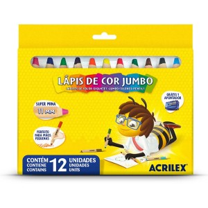 Lápis de Cor 12 Cores Jumbo Acrilex