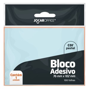 Bloco Adesivo 76mm x 102mm - Azul Pastel 100 Folhas Jocar Office