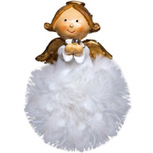 Enfeite de Árvore de Natal - Anjo com Corpo de Pelúcia Branco 11cm 25704 Magizi