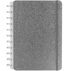 Caderno de Disco Grande Shine Prata Diskô