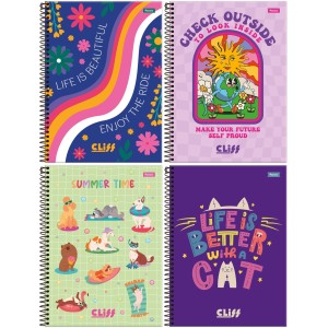 Caderno 10 Matérias Cliff Feminino 160 Folhas Foroni