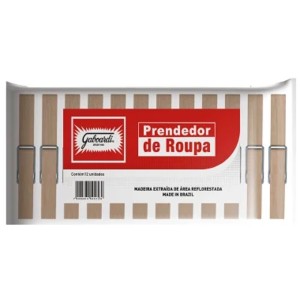Prendedor de Roupas de Madeira c/12 Gaboardi