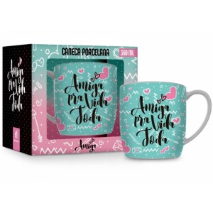Caneca Porcelana Urban 300ml - Amiga Pra Vida Toda Brasfoot