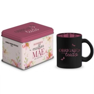 Caneca de Vidro Diamond Metalic 300ml - Melhor Mãe do Mundo Brasfoot