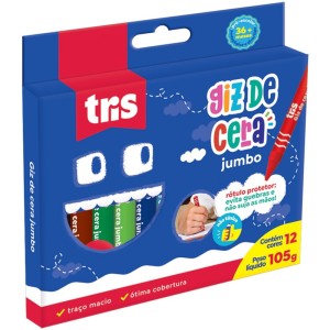 Giz de Cera 12 Cores Jumbo Tris