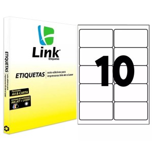 Etiqueta Adesiva Branca A4 - 99,0mm x 55,8mm (10 Etiquetas) 100Fls 9019 Link