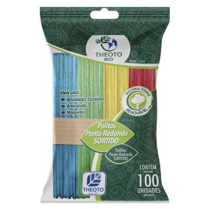 Palito de Sorvete Colorido c/100 Theoto