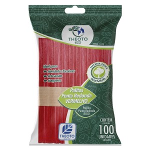 Palito de Sorvete Vermelho c/100 Theoto