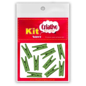 Mini Pregador 25mm - Verde c/10 Kit Super Criativo