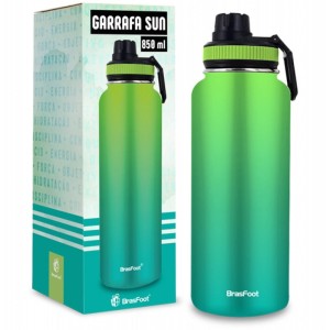 Garrafa Térmica Sun 850ml - Degradê Verde Brasfoot