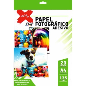 Papel Fotográfico Adesivo A4 135g 20 Folhas Make+